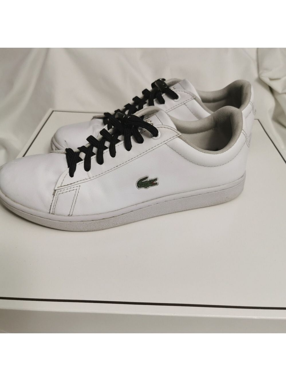 Lacoste White Leather Court Sneakers Gold Logo Women's US 7 - Picture 7 of 14